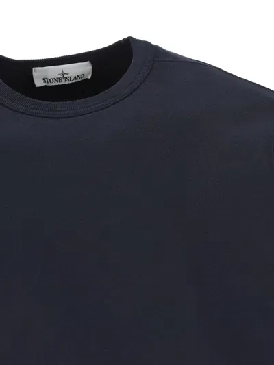 Stone Island Logo Cotton Crewneck Sweatshirt In Black