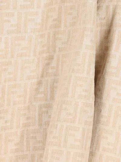 Fendi Women Ff Cotton And Linen Jacket In Neutral
