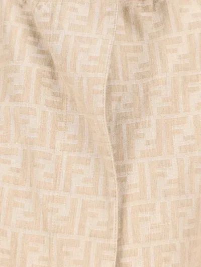 Fendi Women Ff Cotton And Linen Jacket In Neutral