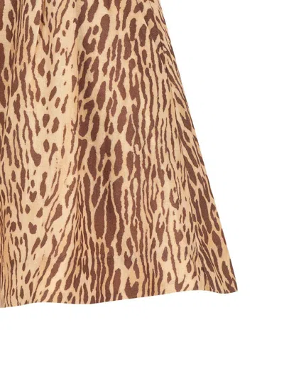 Zimmermann Cascadian Belted Pleated Leopard-print Linen Playsuit In Multi