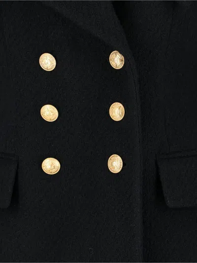 Chloé Cascade-lapel Double-breasted Boucle Jacket In Black