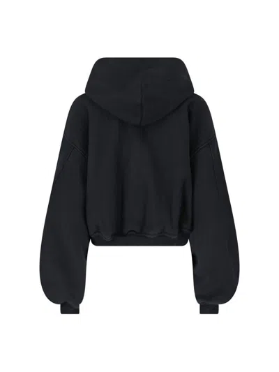 Alexander Wang Hooded Cropped Knitwear Long Sleeves In Black