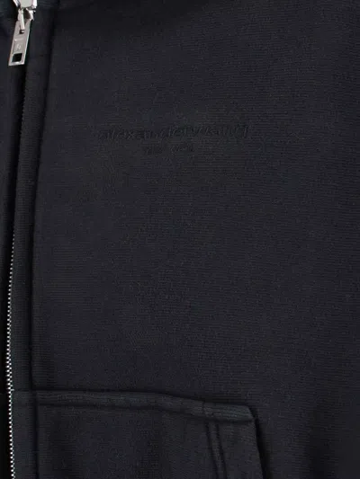Alexander Wang Hooded Cropped Knitwear Long Sleeves In Black