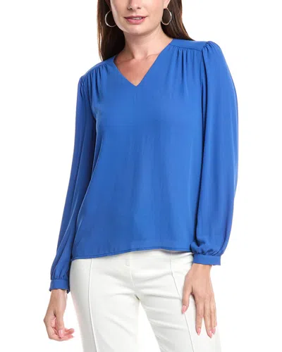 T Tahari V-neck Blouse In Blue