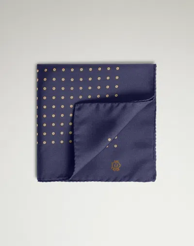 Dunhill Silk Circular Medallion Printed Pocket Square In Blue