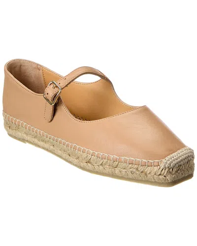 Castaã±er Leather Espadrilles With Braided Raffia Sole