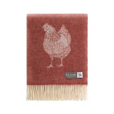 J.j.textile Red / Yellow / Orange Chicken Wool Throw