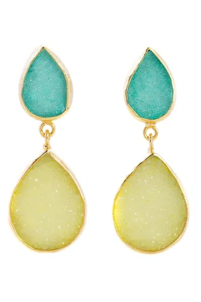 Saachi Women's Green Druzy Pear Dangle Earrings
