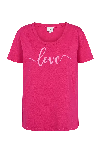 Americandreams Women's T-shirt Pink Love Cotton Tee W/light Pink Letters