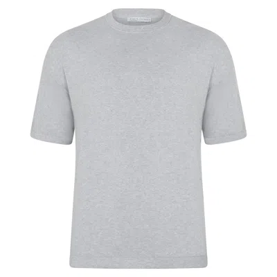 Paul James Knitwear Mens Lightweight Cotton Ewan Oversized Knitted T-shirt - Light Grey