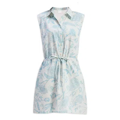 Reistor Drawstring Shirt Dress In Blue Florals In Blue
