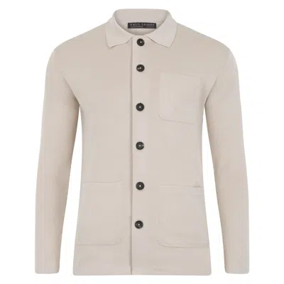 Paul James Knitwear Neutrals Mens Midweight Cotton Benjamin Work Shirt - Birch
