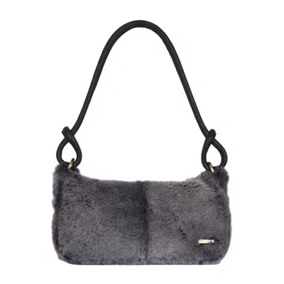 Owen Barry Women's Sheepskin Shoulder Zipper Bag Graphito Grey - Devoran