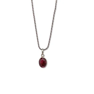 Jaredjamin Men's Silver Gage Garnet Necklace