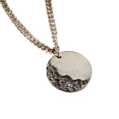 Posh Totty Designs Men's Strata Satin Silver Disc Necklace