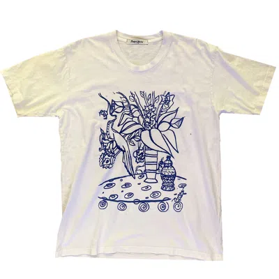 Parron Allen Men's White / Blue The  Still Life Screen Printed T-shirt