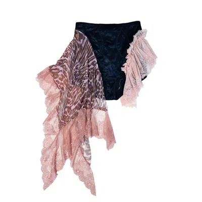 Acid Cat Women's Black / Pink Lacey Flouncy Lingerie Bottoms