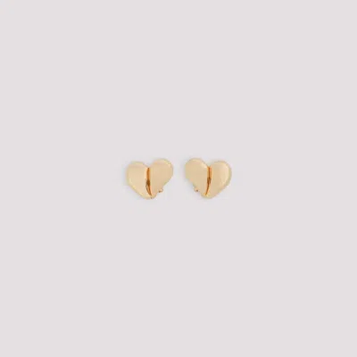 Bottega Veneta Heart-shaped Sterling Silver Earrings With Polished Finish In Gold
