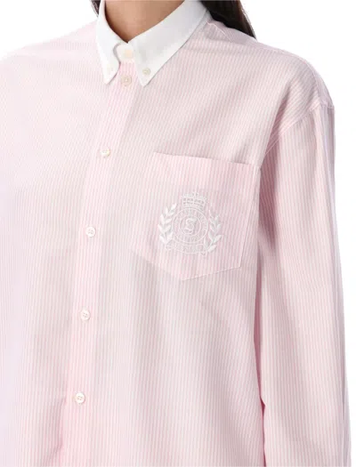 Sporty And Rich Crest-embroidered Striped Shirt