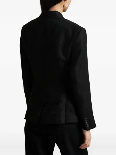 Polo Ralph Lauren Logo-embroidered Double-breasted Blazer In Black