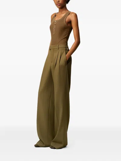 Ami Alexandre Mattiussi Green Wool Tabs Wide Trousers In Green