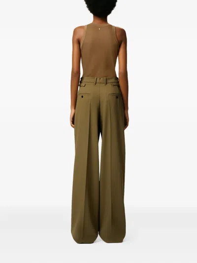 Ami Alexandre Mattiussi Green Wool Tabs Wide Trousers In Green