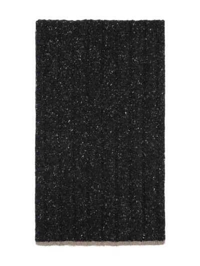 Brunello Cucinelli Cashmere Flecked Rib-knit Scarf In Black