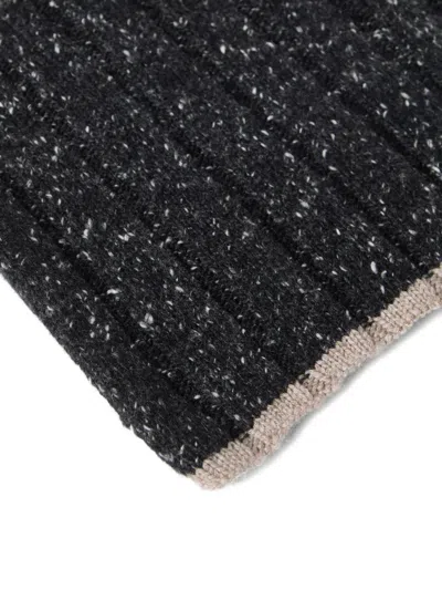 Brunello Cucinelli Cashmere Flecked Rib-knit Scarf In Black