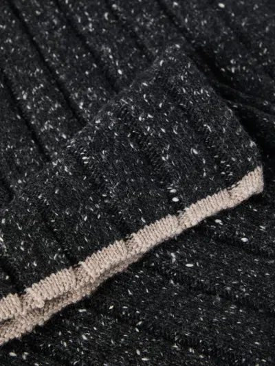 Brunello Cucinelli Cashmere Flecked Rib-knit Scarf In Black