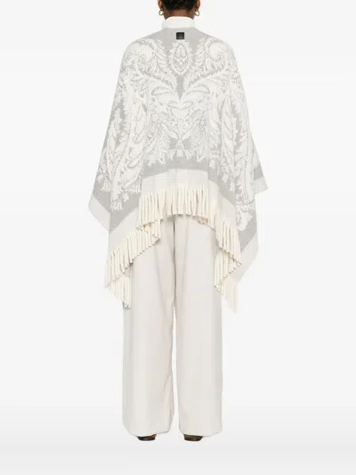 Etro Paisley-pattern Fringed Poncho In Gray