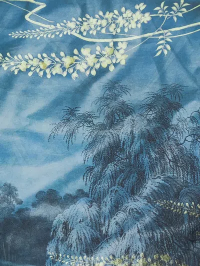 Pierre-louis Mascia Landscape-print Silk Scarf In Blue
