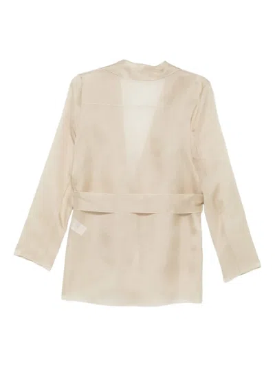 Antonelli Belted Silk Jacket In Neutral