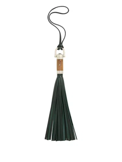 Ralph Lauren Tasselled Leather Keychain In Green