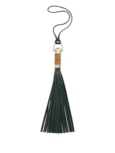 Ralph Lauren Tasselled Leather Keychain In Green