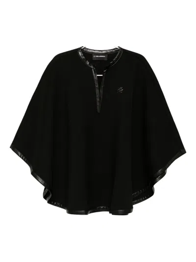 Karl Lagerfeld Logo-embossed Cape In Black