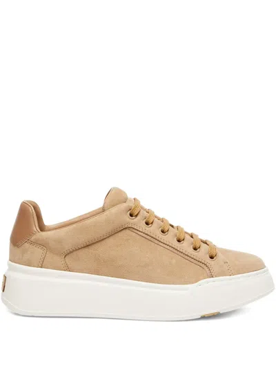 Max Mara Round Toe Lace-up Sneakers In Gold