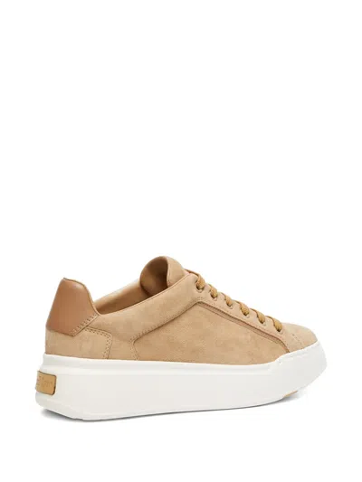 Max Mara Round Toe Lace-up Sneakers In Gold