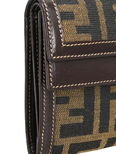 Pre-owned Fendi 1990-2000s Zucca Wallet In Brown