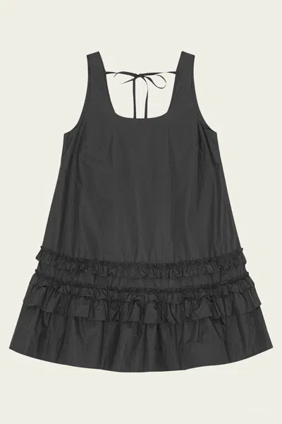 Ganni Cotton Poplin Mini Dress In Black