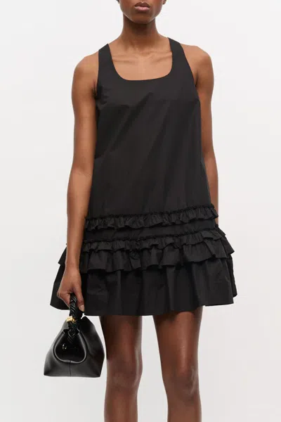 Ganni Cotton Poplin Mini Dress In Black