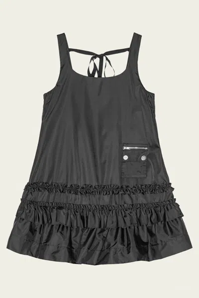 Ganni Zip-fastening Pocket Mini Dress In Black