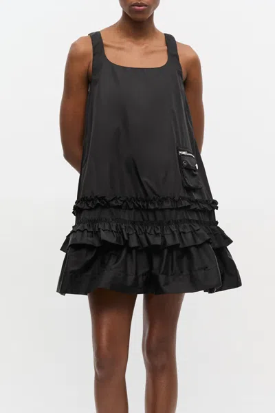 Ganni Zip-fastening Pocket Mini Dress In Black