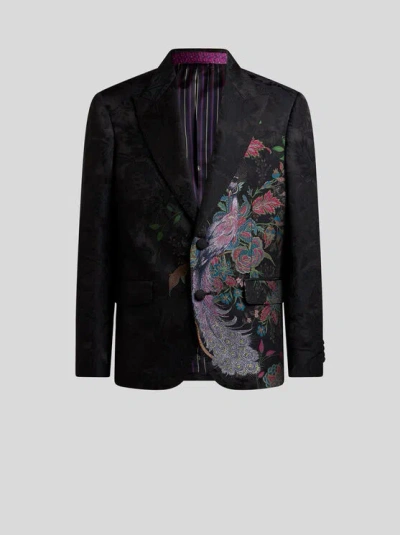 Etro Peacock-jacquard Single-breasted Blazer