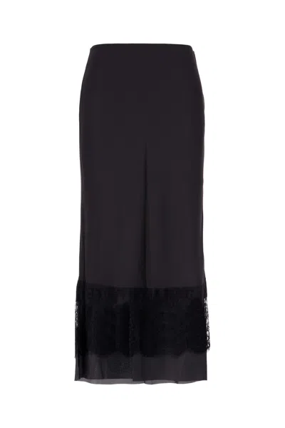 We11 Done Black Satin Midi Skirt