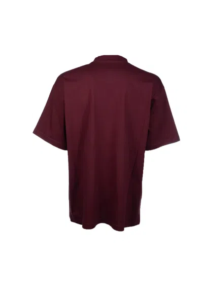 Balenciaga Bordeaux Crewneck T-shirt With Logo Print On The Front In Cotton Man In Red