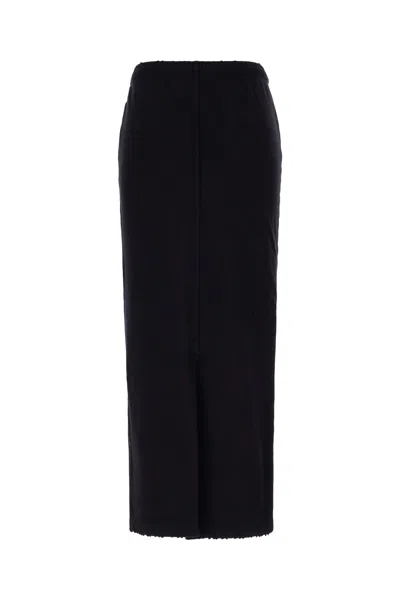 We11 Done Black Cotton Midi Skirt