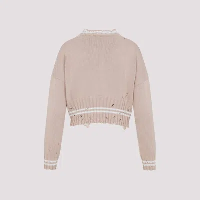 Marni Distressed Cropped Knitted Sweater In Pink
