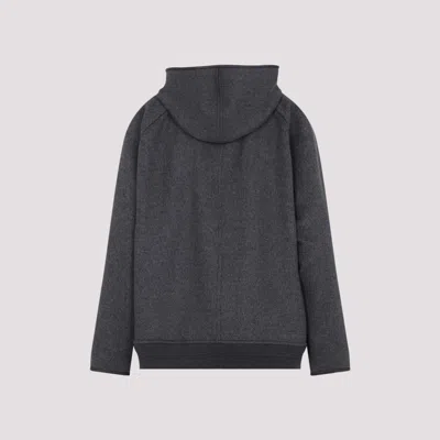 Bottega Veneta Wool Jacket With Hood And Leather Trim In Black