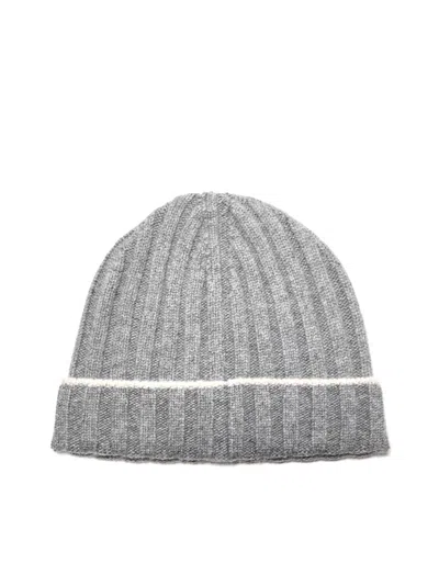 Brunello Cucinelli Contrast Line Beanie In Gray