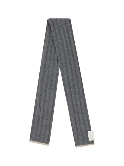 Brunello Cucinelli Ribbed Scarf Scarves And Foulards Gray In Gray